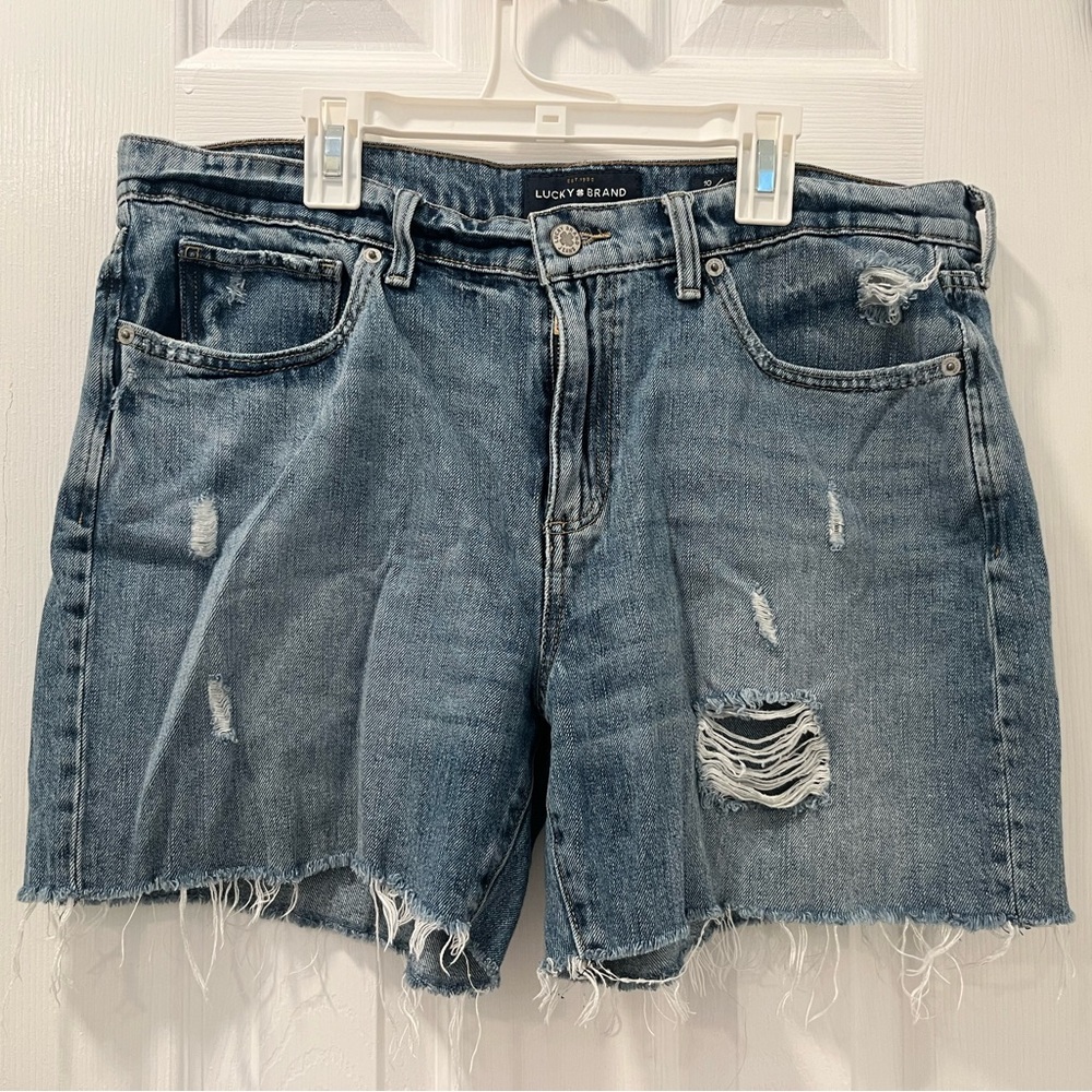 Lucky Brand Distresses Boyfriend/Mom Jean Shorts